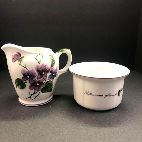 Lefton Vintage Porcelain Sweet Violets Pattern #2843  Creamer and Sugar Bowl - Picture 2 of 9